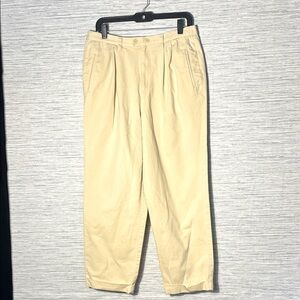Vintage Liz Claiborne Pale Yellow Pleated Chinos – Size 14P (823)